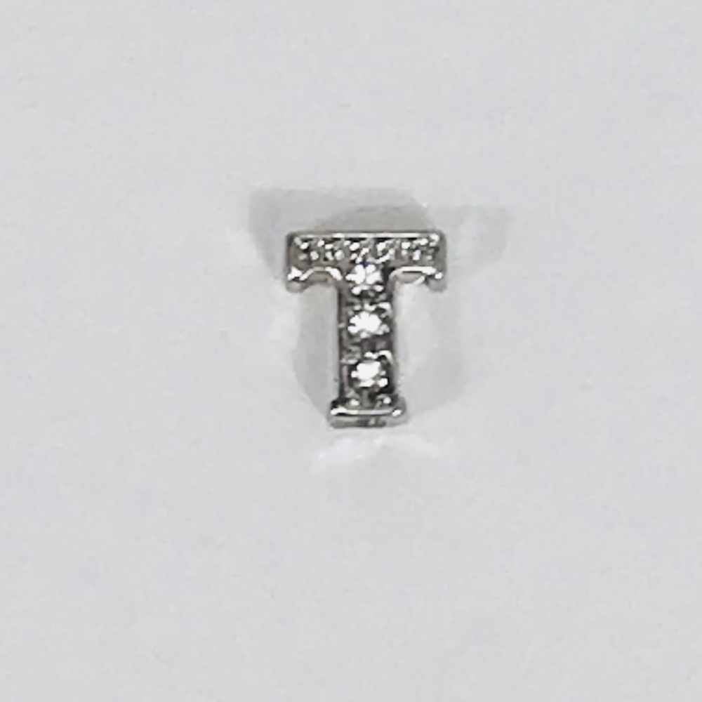 Origami Owl Silver Letter T with Swarovski Crystals